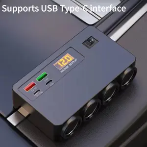 8 In 1 Universal 12V/24V Car Cigarette 120W Car Charger PD QC USB Quick Charge Power Adapter With Digital Display Fast Charging Solution Car Gadgets