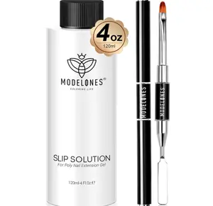 Modelones Poly Extension Gel Kit Slip Solution for Nails Forms with Dual-Ended Nail Brush Anti-Stick Liquid Brushes Cleaning Easy Spread for Beginner