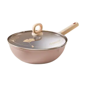 COOKER KING Without glass lid 32cm Non-Stick Wok Pan with Oil-Catching Rim - Induction & Gas Stove Compatible (Lid Not Included)