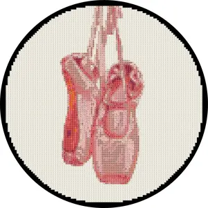 Ballet Slippers Diamond Painting Kit, ROUND Drills, 12.5" Hanging Sign Ballerina Shoes