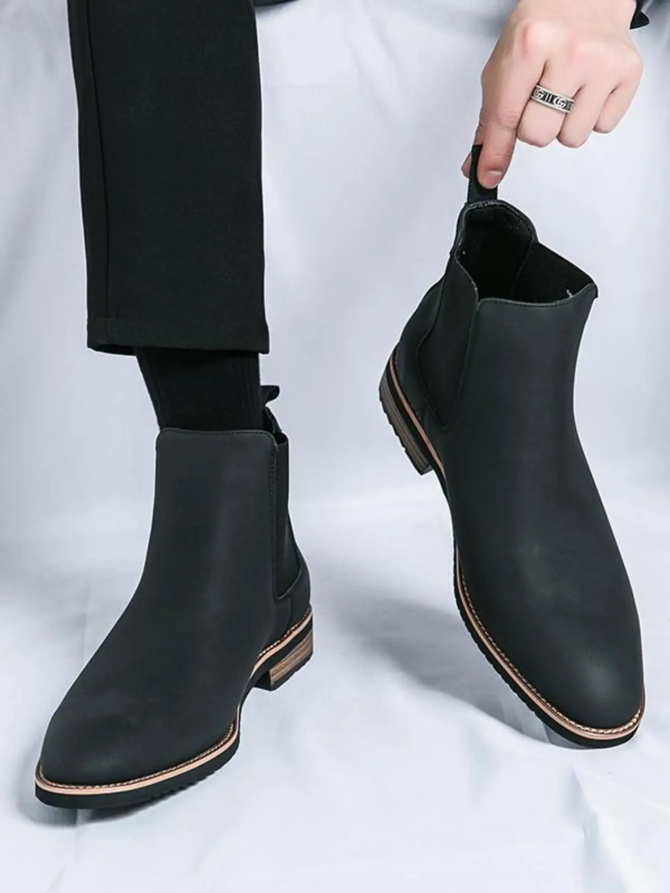 Men's Minimalist Fashionable Plain Color Chelsea Boots, Pull On Boots, Casual Comfortable Suede Boots for Daily Wear, Business Style Boots for Party, Daily Clothing Decor