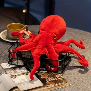 40Cm/15.74In Red Simulated Octopus Soft Stuffed Marine Animals Doll Lifelike Octopus Doll for Birthday Gift Home Decor