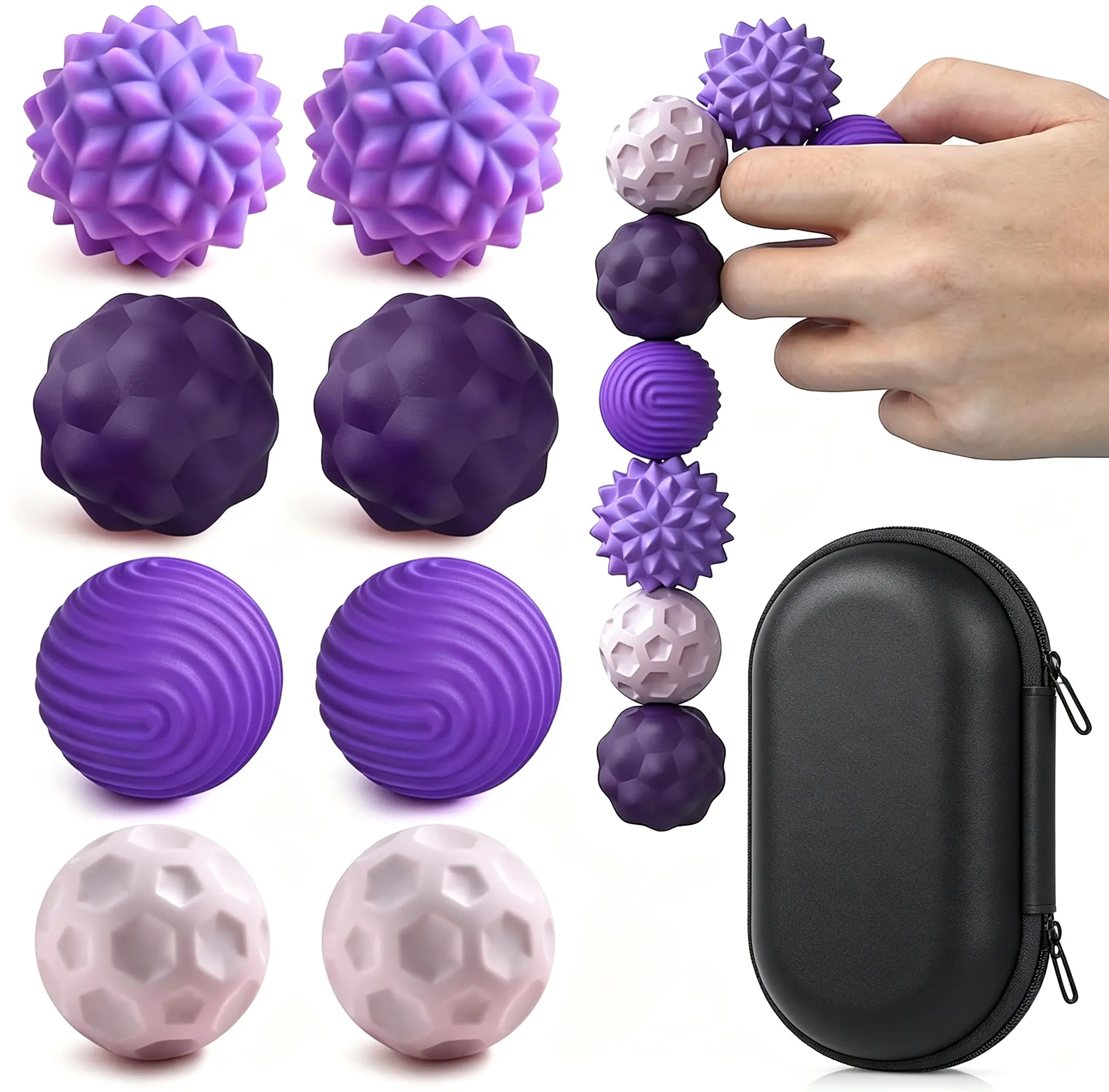 8Pcs Squishy Silicone Magnetic Fidget Ball Set - Squishies, Elastic Texture Quiet Calming Tool, Portable Storage Case, Desk Use Stress Relief Toys for Adults, Office Travel Anxiety Relief Gadgets
