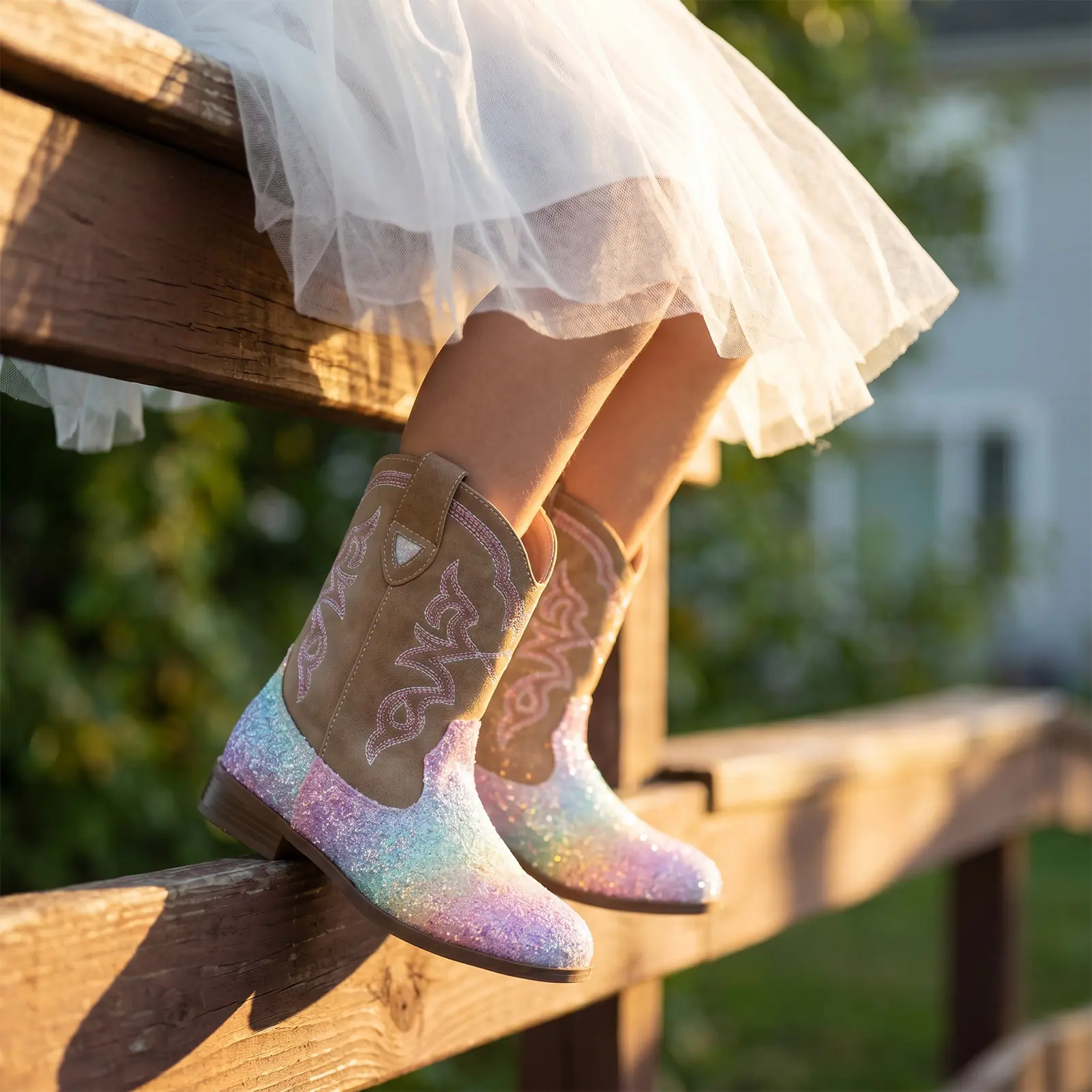 【New Colors】Pasuvo Adorable Toddler Girls and Boys’ Sparkle Glitter Cowboy Boots PU boots – Western Style Mid-Calf Riding Shoes for Little and Big Kids, Perfect for Every Cowgirl Pink, Black, Gold, Brown