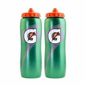 Gatorade 2 Pack 32oz Sports Water Bottles Leakproof Gym Squeeze Bottle with Easy Grip Green Design for Athletes and Everyday Use