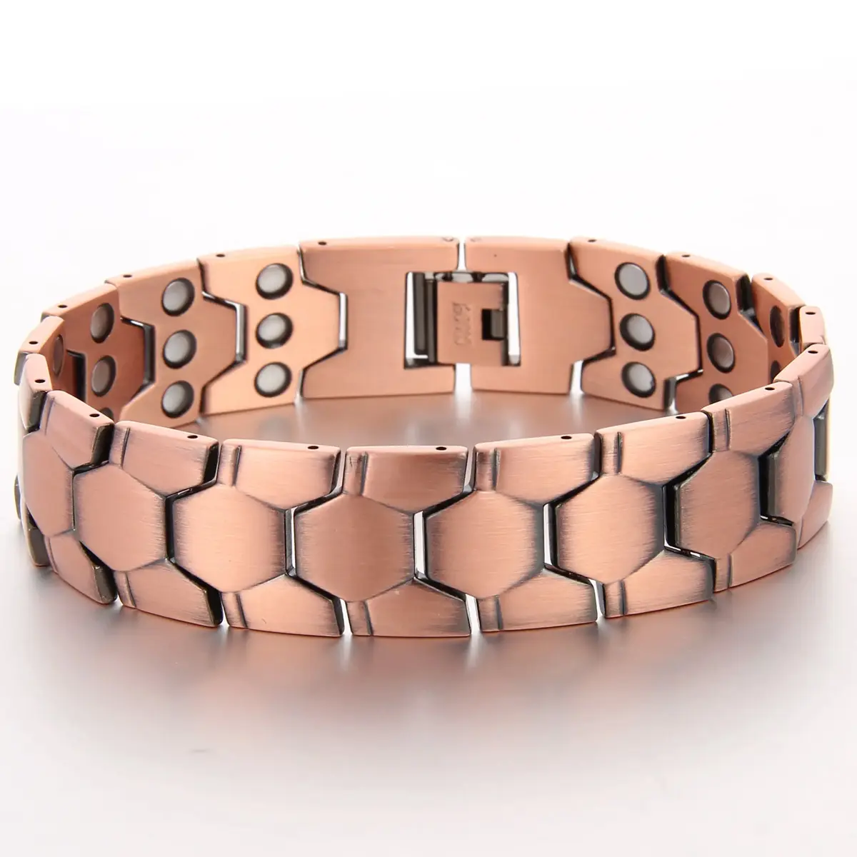 Men's Pure Copper Magnetic Bracelet - 3X Strength, 3800 Gauss Magnets, Adjustable Geometric Design, Fold-Over Clasp, Premium All-Seasons Fashion Accessory, Ideal for Daily Wear, Perfect Gift