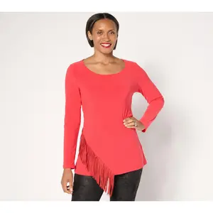 Attitudes by Renee Moss Crepe Fringe Top