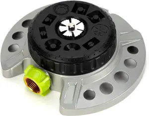 Metal Turret Lawn Sprinkler, 9 Pattern Stationary Water Sprinkler on Metal Decorative Base for Small, Shaped, Medium-Sized Yard Areas, Coverage Area Up to 1,022 Sq. Ft
