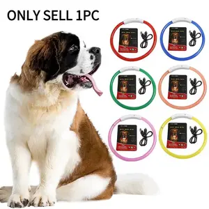 USB Rechargeable LED Dog Collar, 7-Color Glowing Light Up Collar with Adjustable Fit, Waterproof Reflective Safety Collar for Small Medium Large Dogs
