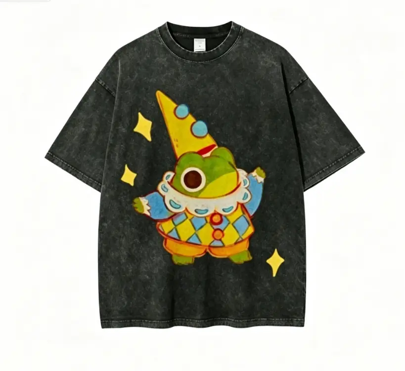 Star Frog Unisex Vintage Washed Tee, Vintage Coloful Tee - Oversized Shirt - Unisex Streetwear Fun and cute clothing graphic tees graphic t shirts graphic tees women tiktok shop deals