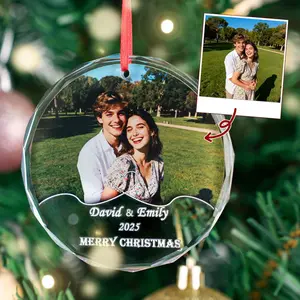 Personalized Photo Glass Ornament, Custom Couple Photo Ornament, Couples Gifts, Couple Keepsake, Picture Anniversary Gifts, Christmas Gifts