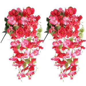 ZMOCEN Pink And Red Artificial Flower Vine Decorations | 2-Pack Hanging Artificial Flowers, Suitable For Garden Decoration, Valentine's Day Decoration, Spring And Summer Decoration.