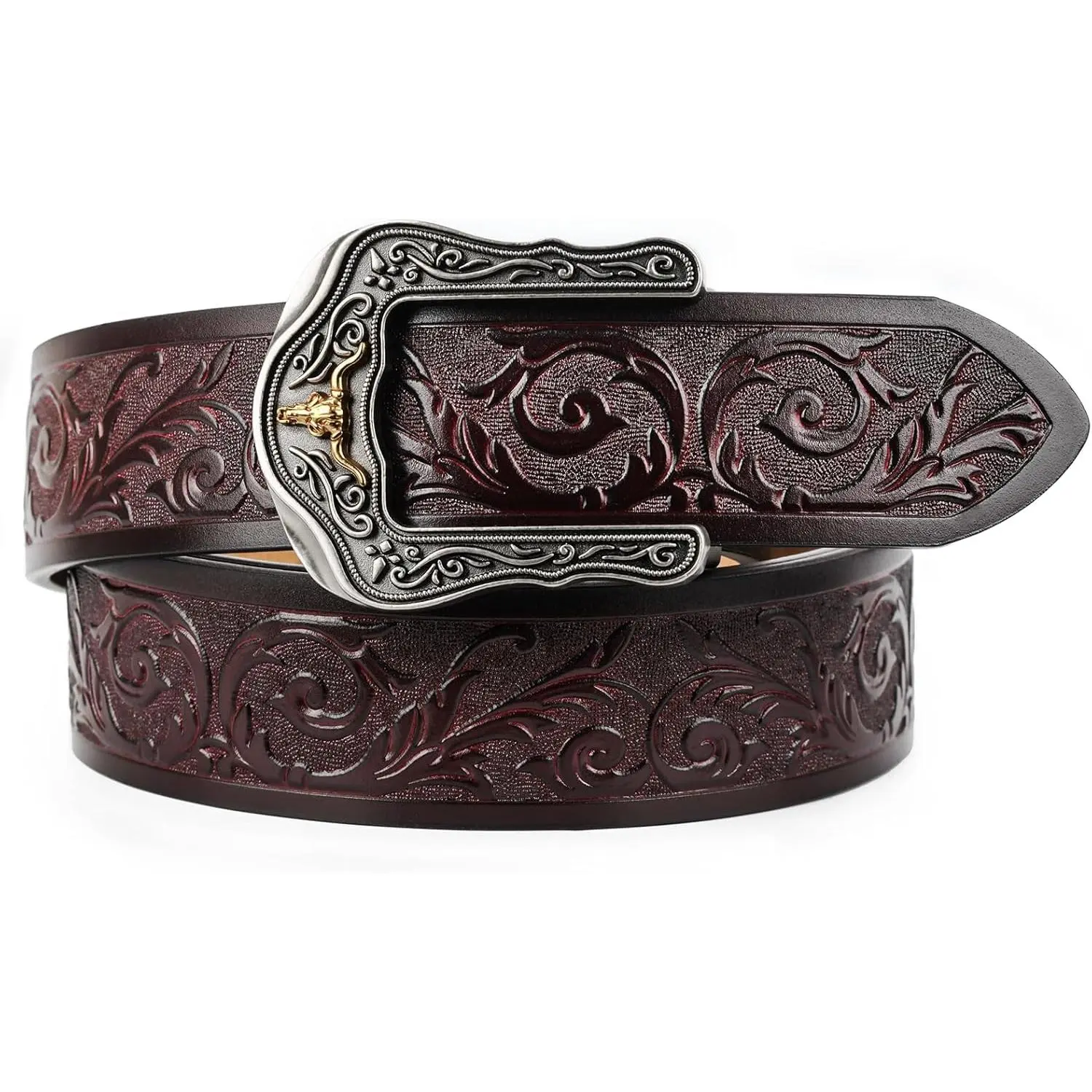 Western Leather Ratchet Belt for Men and Women Classic Design for Casual Wear and Jeans