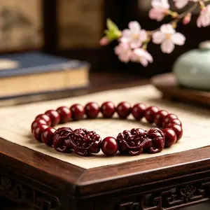 Cinnabar Double Pixiu Bracelet 8mm and 6MM - Red Color, Handcrafted Design, Ideal for Gift