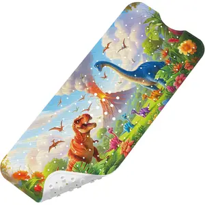 Upgrade Cartoon  Bath Mat Non Slip - 40"x16" Extra Long Bathtub Mat for   Durable Bath Mat for Tub Non Slip  Tub Mat with Suction Cups, Machine Washable and No Fading, Dinosaur