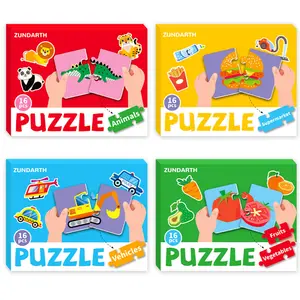 64 Cognitive Teaching Aids with Animals, Traffic, Fruits & Vegetables, Early Learning Color & Number Matching Puzzles
