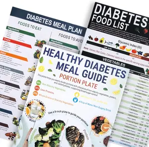 2026 3 PCS Healthy Diabetes Food List & Meal Guide Planner, Waterproof Laminated Diabetic Food Chart, Easy-to-Read Protein Calories Fiber Fat Glycemic Index Chart for Prediabetes & Beginners