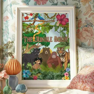 The Jungle Book Poster - Mowgli & Friends Art Print For Kids' Nursery Decor