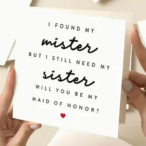 Letter Pattern Greeting Card, 1 Count Creative Gift Card for Sister, Wedding Card for Bridesmaid, Best Wedding Card for Her