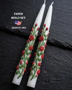 Spray Rose Taper Candle Mold
