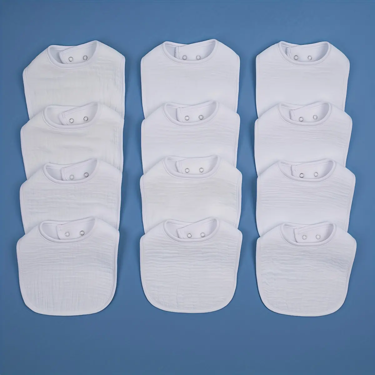12 Pack Cotton Muslin Baby Bibs – Soft, Absorbent & Breathable Feeding Bibs with Adjustable Snap, Multi-Color Unisex Bibs for Boys & Girls Organic Onesie Set