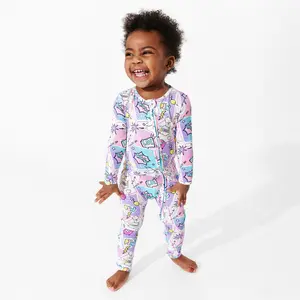 Comic Purple Bamboo Convertible Footie Sleepwear Set Baby
