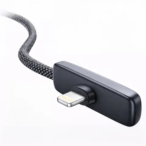 2pcs 90° Right Angle USB-A to Lightning Charger Cable - Durable Braided Fast Charging Electronic Accessory for iPhone 5/6/7/8/X/11/11 Pro Max, No Hand Blocking for Gaming, Compatible with Smartphone/Cellphone, EU Type