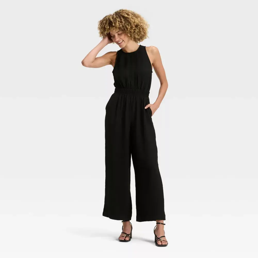 Women's Modern Gauze Jumpsuit - A New Day Black S