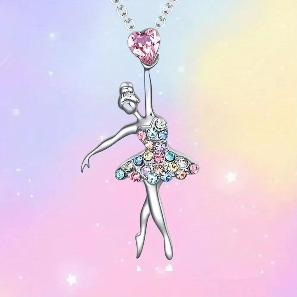 Dancer Silhouette Bead Chain Necklace, Dainty Fashion Chain Jewelry Necklaces for Women, Meaningful Gift for Dancers, Casual, Recital Gift, Dance Motif, Women's Fashion, Daily, Gift For Recitals