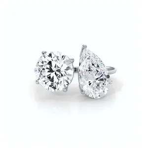 Lab-Grown Round & Pear Diamond Javda Two-Stone IGI Certified Engagement Ring in 14k White Gold for Women 4.58 Ctw.