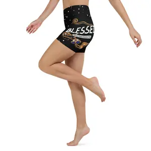 Authentic PHIM™ Women’s “Blessed” Biker Yoga Shorts – High-Waisted Motivational Activewear