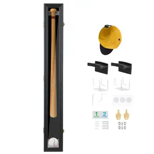 Wooden Baseball Bat Display Case with 98% UV Protection Acrylic, Includes Bonus Baseball Holders – Stylish Wall Mount Shadow Box for Showcasing Bat and Ball Collection