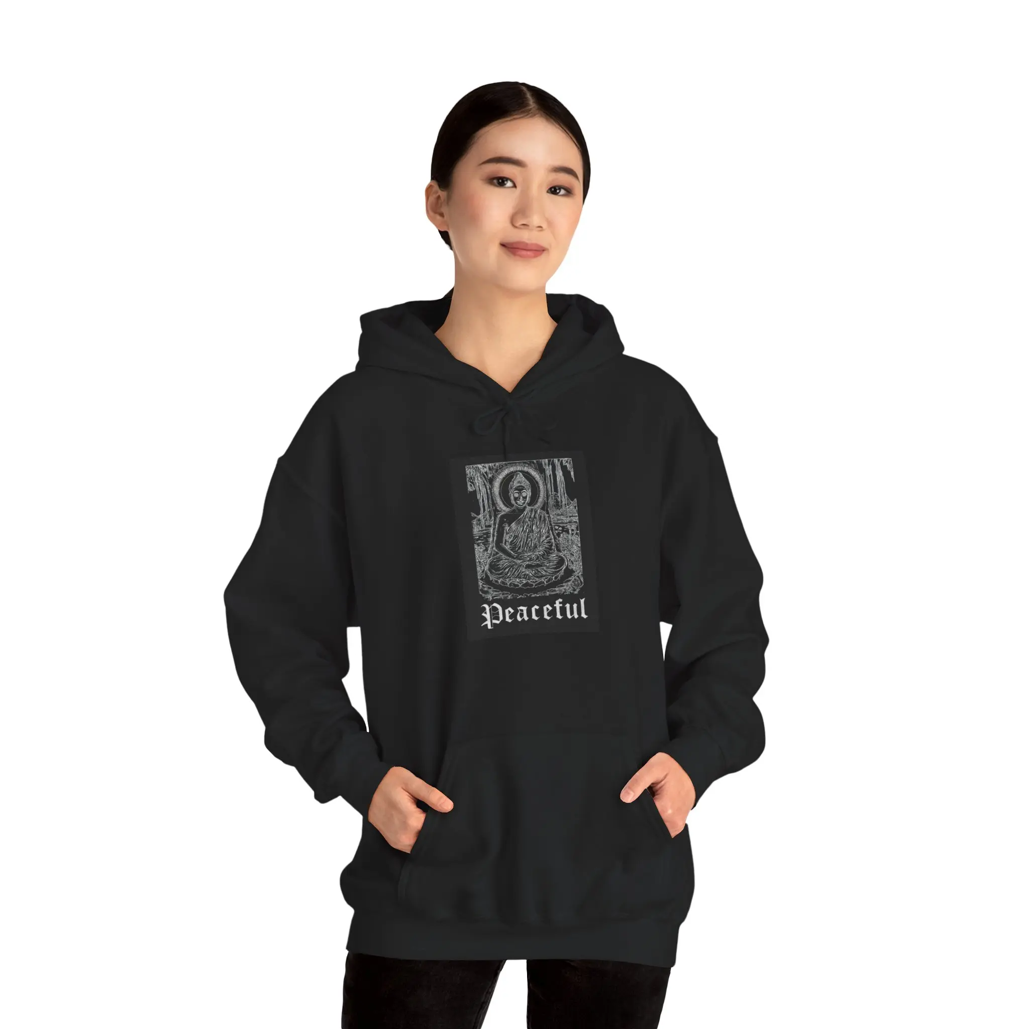 Buddha Hoodie, Zen Meditation Sweatshirt, Peaceful Mind Pullover, Spiritual Clothing, Unisex Sacred Apparel