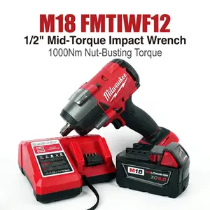Milwaukee M18 FMTIWF12 1000Nm 1/2" Impact Wrench chrome and sockets 4-mode drive control tooltip