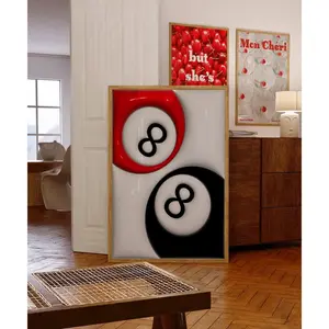 [Sale off up to 50%] 8 Ball Print Poster Couple Print Red Trendy Retro Poster Wall Art Black Print Room Decor College Dorm Aesthetic Psychedelic Art Trippy Gift