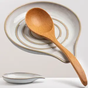 Ceramic Spoon Rest for Stove Top – Large Spoon Holder for Kitchen Counter, Heat-Resistant & Easy to Clean, Non-Stick Spatula Holder for Cooking, Coffee Spoon Rest, Kitchen Decor – White