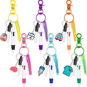 Mini Highlighter Nurse Pen Set, Multi Purpose Pens, 30pcs/6 Sets Including Mini Highlighter Pen & Permanent Marker Pen & Retractable Ball Pen & Nurse Keychain Clip, Office Supplies, Boyfriend Gift