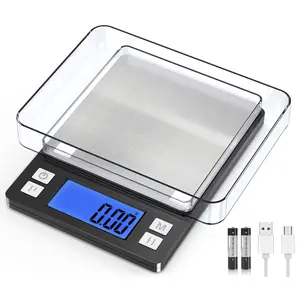 0.01g/1kg Upgraded Small Digital Scale  USB Rechargeable with Larger Display and Hold Tare Function 9 Units High Precision Grams oz for Item Kitchen...
