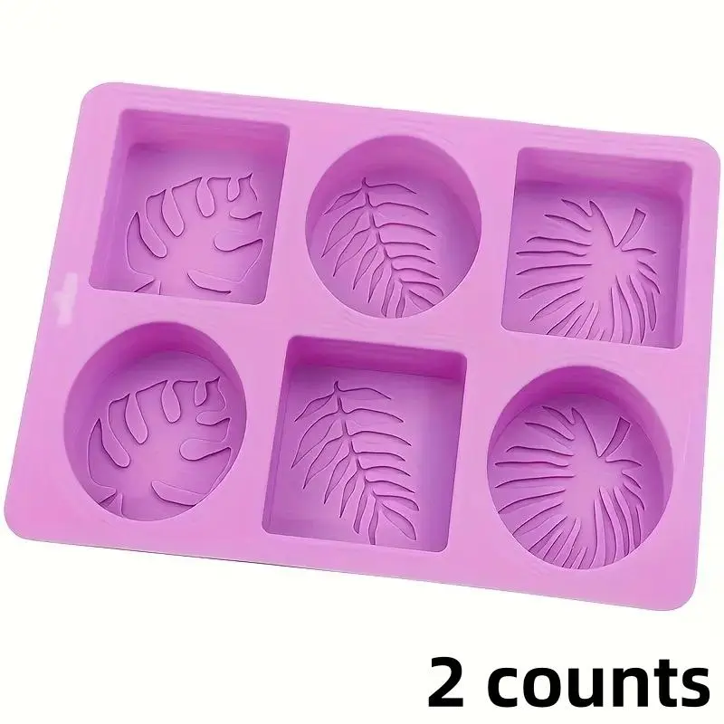 Creative Soap Mold Set, 2 Counts/set Round & Square Shaped Silicone Mold for Soap Making, Candle Crafting & Baking, Durable & Non-stick Reusable Tools, Soap Making Kit, Soap Making Supplies, Soap Molds Silicone