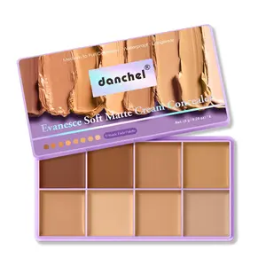 danchel All-in-One 8-Shade Fade Makeup Palette, Full-Face Conceal, Brighten & Contour, Buildable Medium-to-Full Coverage, Soft Matte Finish, Silky Cream Texture, Long-wearing & Non-caking, Suitable for All Skin Tones