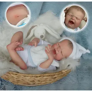 18 Inch Crying Full Body Vinyl Girl Doll With Hand-Painted Hair Adorable Outfits Waterproof Soft Touch Feelings Reborn Girl Doll Toys Ideal Gift For Youngsters