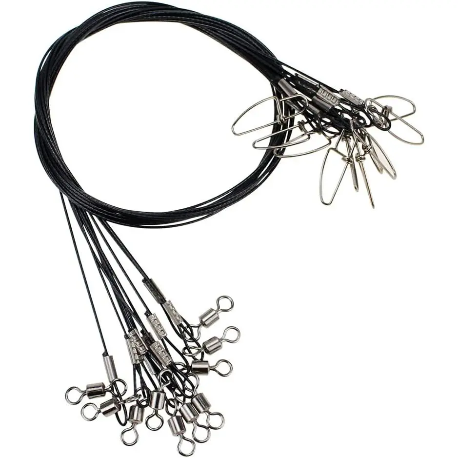 Joyiii 20 count 19inch Over 100Lb Fishing Wire Leaders Heavy Duty Fishing Stainless Steel Wire Leaders with Swivels and Snaps