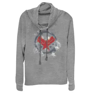 Juniors Womens Marvel Avengers: Endgame Smudged War Machine Cowl Neck Sweatshirt