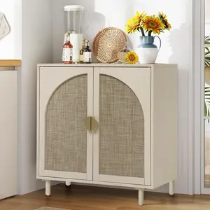SZLIZCCC  Accent Storage Cabinet with Rattan Doors, Room Decor Sideboard Buffet Cabinet , Multifunctional Console Table Rattan Credenza for Dining Room Living Room Entryway, Versatile Design