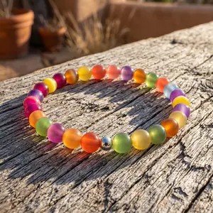 Color-Changing Dopamine Bead Bracelet - Vibrant Rainbow Bead Accessory for Stylish Wear, Fashion Bracelets