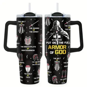 Armor of God 40oz Stainless Steel Tumbler with Lid & Straw - Perfect Christian Gift for Men & Women - Flasks, Drinkware