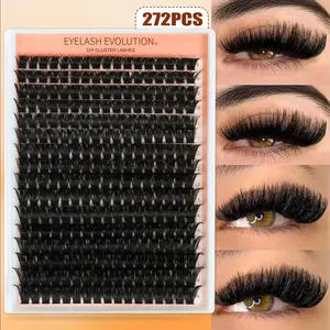 272PCS D Curl Wispy Lash Clusters Mixed 19-16mm Lashes Look Voluminous Wispy Eye Makeup Cosmetics Effortless Glam Eyes for Suitable Easy for all makeup looks, Long-lasting hold for all-day beauty, Premium Eyelashes for Women