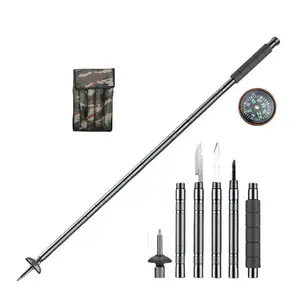 48" Modular Tactical Hiking Stick – Breaks into 6 pieces, hides a compass, screwdriver & whistle inside. Tungsten tip bites trails, carry pouch packs small. One stick, endless backcountry smarts.