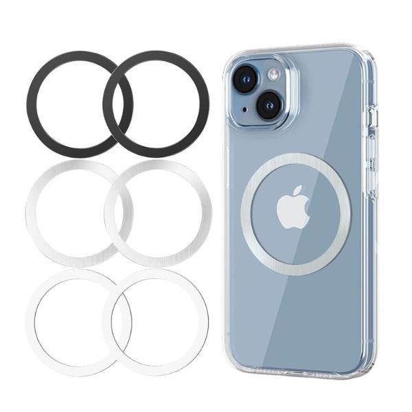 6PCS Ultra-Thin MagSafe Metal Rings – 0.4mm Magnetic Stickers for iPhone 16–12, Galaxy S24/S23, Wireless Charger & Case Alignment Protector Cover