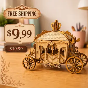 ROKR Vintage Wooden Carriage 3D Puzzle Model Kit for Adults & Kids DIY Retro Horse Carriage Assembly Decor for Desk Bedroom & Home Display Creative Gift for Girls Boys Collectors & Craft Lovers